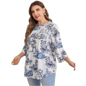 SHEIN EMERY ROSE Plus Zipper Half Placket Roll Tab Sleeve 4XL (20)